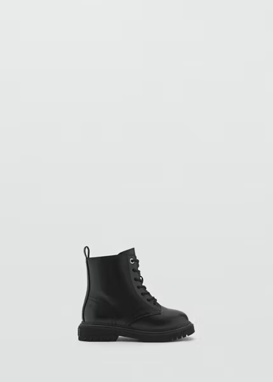 Mango Baby Leather Lace-Up Boots Black Size 22 (6 US) 0703